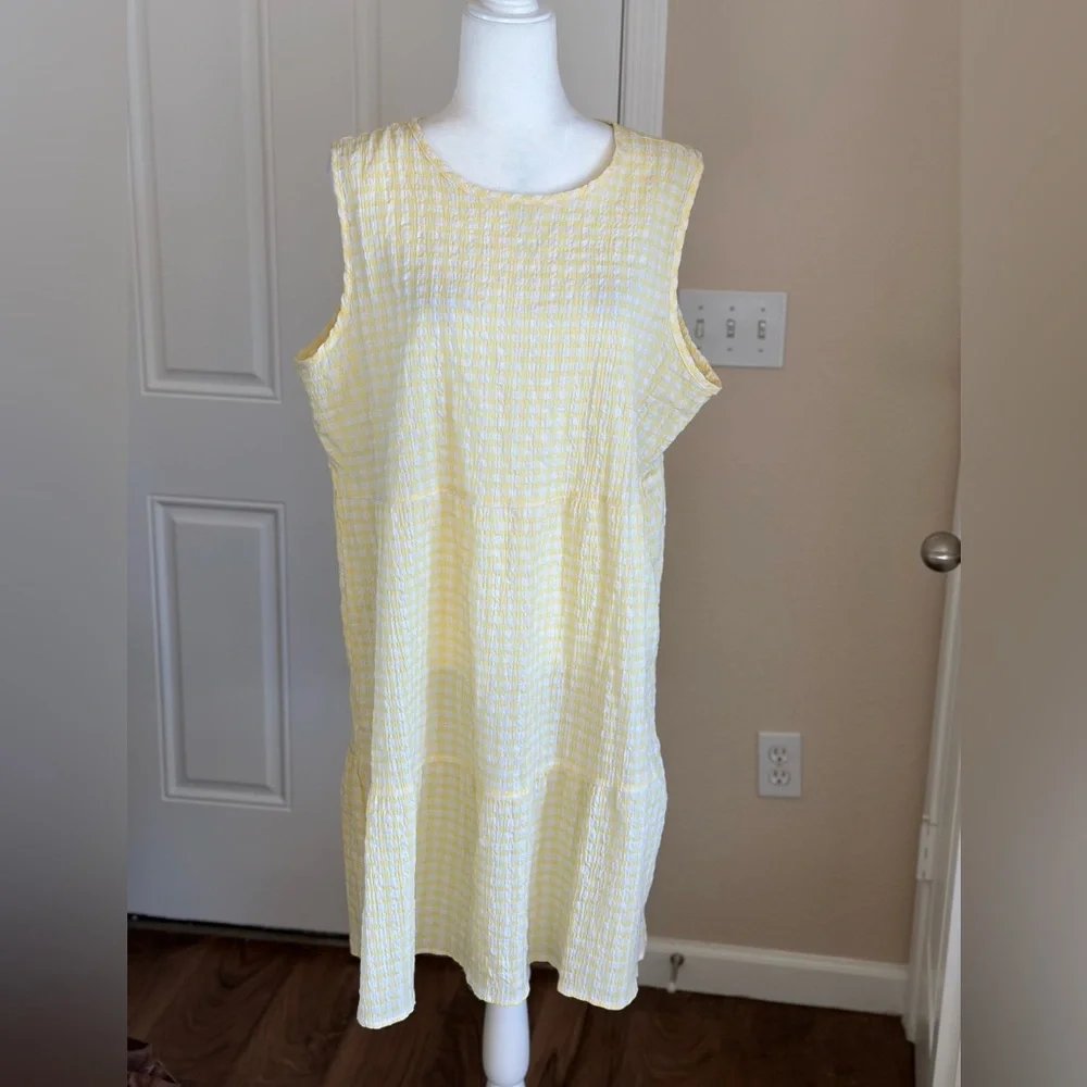Chloe + Rene Yellow Plaid Dress Size XL - Picture 2 of 11